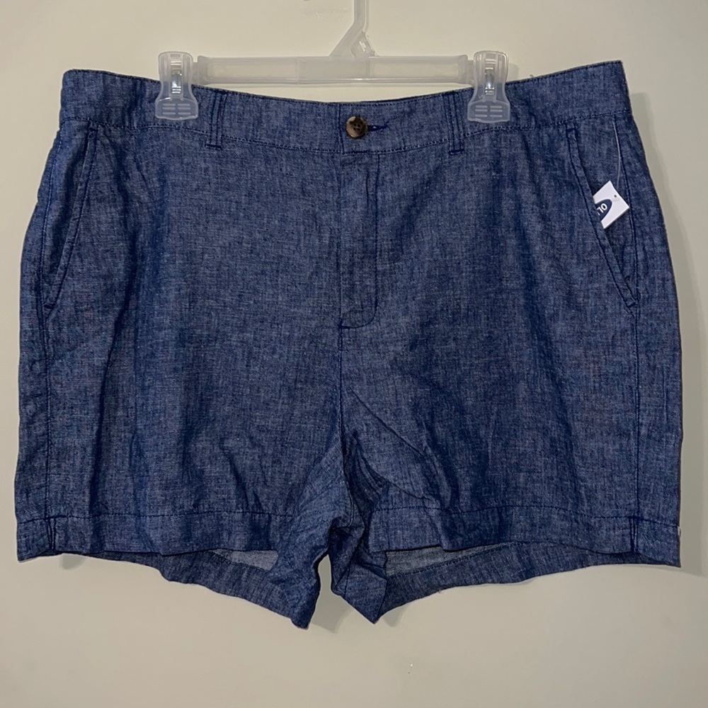 Old Navy size 16 womens everyday short linen blend mid rise side pockets summer